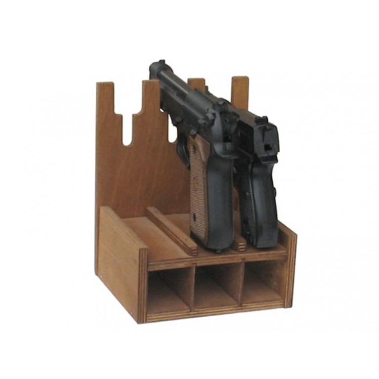 Ложемент деревянный на 3 пистолета и обоймы